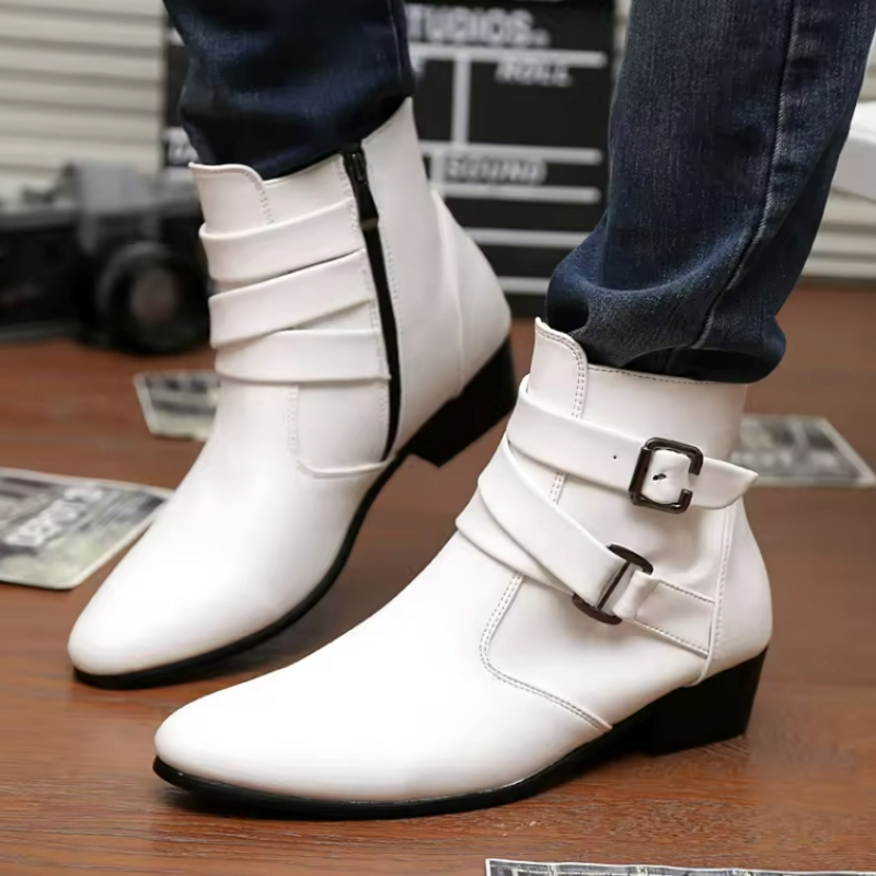 Luxury Men Boots Leather Chels - đánh giá và giá Men'S Shoes Black And White